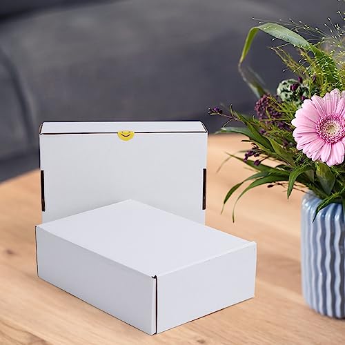 Image of HORLIMER 10x7x3 inches Shipping Boxes Set of 25, White Corrugated Cardboard Box Literature Mailer, 25 Stickers Included