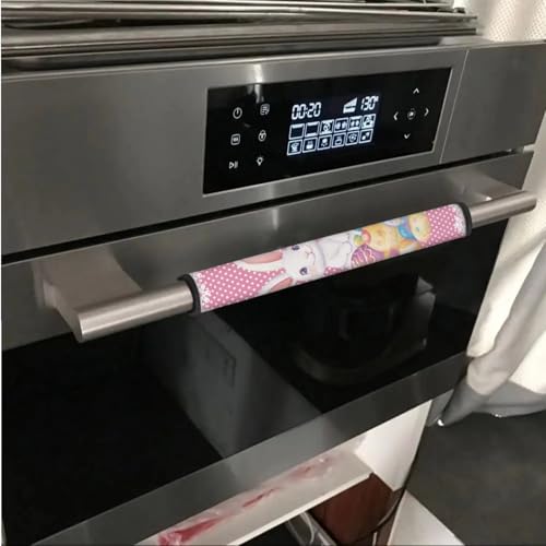 Image of Fridge Microwave Door Handle Covers Pack of 6 Waterproof Kitchen Electrical Appliances Handle Protector Easy Installation Kitchen Home Decor, White Bunny Rabbit Easter Egg Pink Dots Print