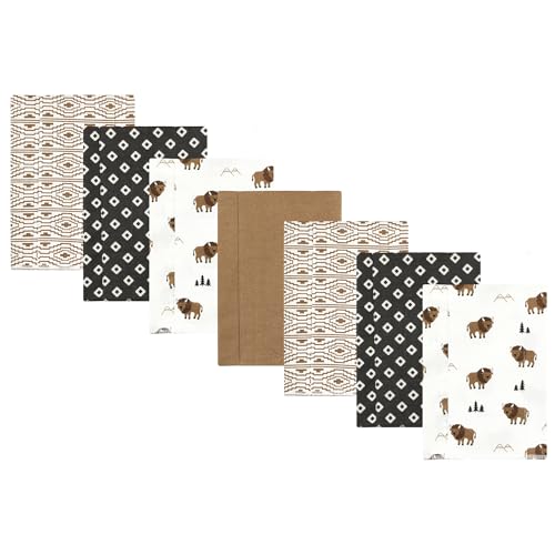 Hudson Baby Unisex Baby Cotton Flannel Burp Cloths, Wild Buffalo 7 Pack, One Size