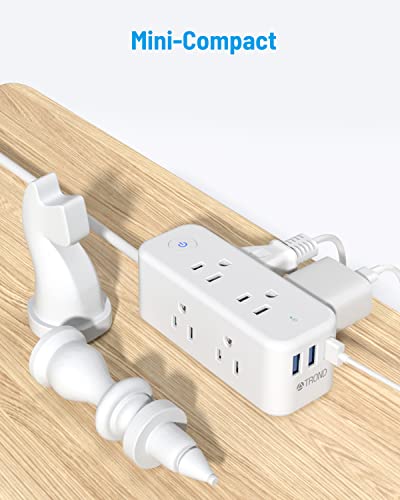 Power Strip Surge Protector - Trond 5Ft Thin Extension Cord With 6 Widely Outlets And 3 Usb Ports, Flat Plug, 1440J, 3 Side Outlet Extender, Desk Charging Station Compact For Travel, Home, Office #TOP3