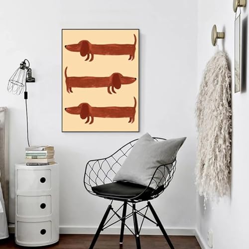Affiche chien teckel drôle 40x60cm pour décoration salon moderne