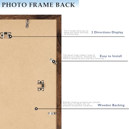 10x14 Picture Frame Deep Brown for 30 x 40cm Diamond Art Painting, Wood 10x14 Frame with 8.5x11 Mat for Wall Mounting, 30x40 cm Frame with Shatter-Resistant Plexiglass, Deep Brown, 1 Pack - Image 3