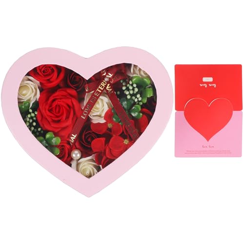 Angoily Caja de Flores de Jabón Artificial en Forma de Corazón...