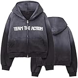 Photo Gallery generico felpa con cappuccio streetwear vintage theaction felpe con giacca cardigan con zip e cappuccio grigie merch(l)