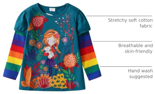 Image of VIKITA Girls Shirts Winter Long Sleeve Tops Print Tees for Girls,3-12 Years