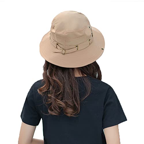 IBLUELOVER Wide Brim Sun Hat Men Women UPF 50+ UV Protection Bucket Boonie Hat Foldable Quick Dry Fishing Cap with Adjustable Chin Strap for Outdoor Sports 54-58cm Khaki - Image 3