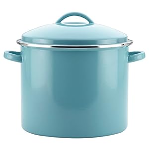 Farberware Enamel on Steel Stock Pot/Stockpot with Lid – 16 Quart, Aqua Blue