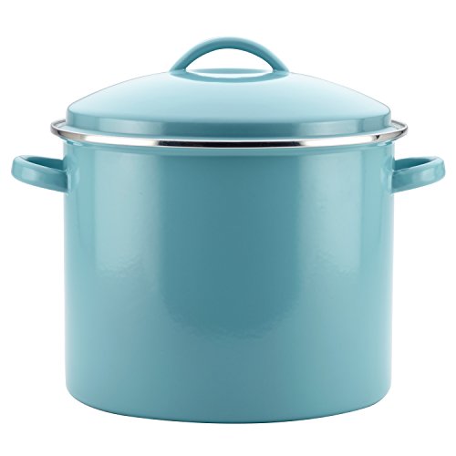 Farberware Enamel on Steel Stock Pot/Stockpot with Lid – 16 Quart, Aqua Blue