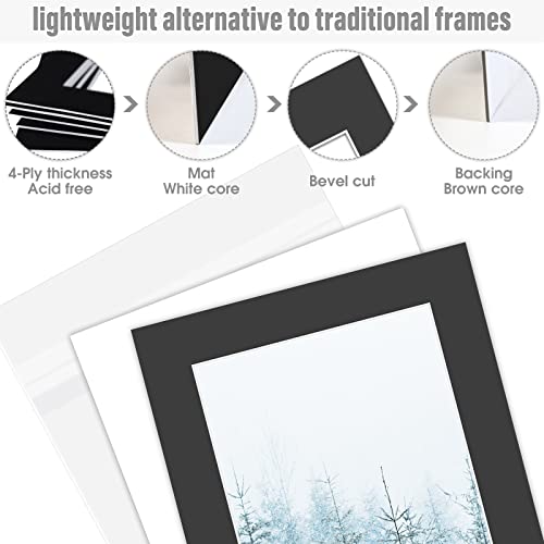 Golden State Art, Pack Of 10 Black Pre-Cut 5X7 Picture Mat For 4X6 Photo With White Core Mattes Sets. Includes 10 High Premier Acid Free Bevel Cut Matts & 10 Backing Backers Board & 10 Clear Bags #TOP2