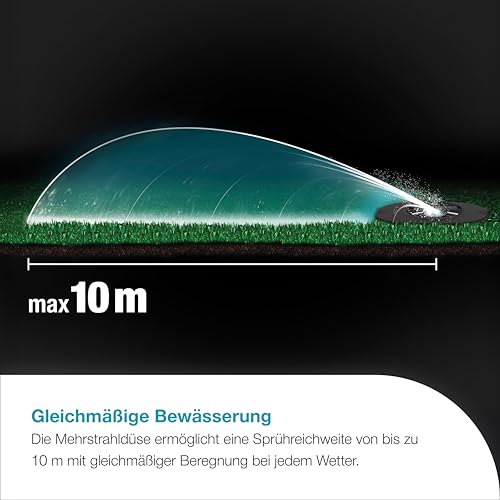 Gardena AquaPrecise Komplett-Set Pipeline Bewässerungssystem für Rasenflächen bis zu 320 m²: solarbetrieben, gleichmäßige Wasserverteilung, für jede Gartenform, Bluetooth (16010-20)