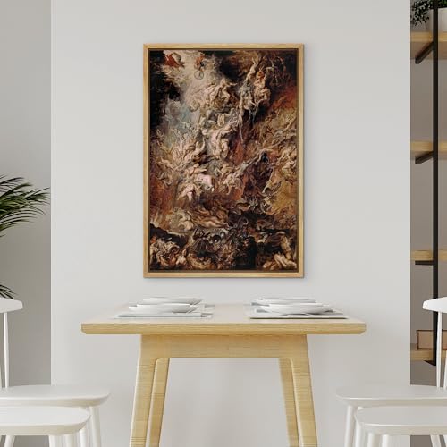 wall26 - Oil Painting of Fall of The Rebel Angels by Peter Paul Rubens - Baroque Style - Hell, Heaven, Catholic, Christianity - Framed Canvas Art Home Art - 16