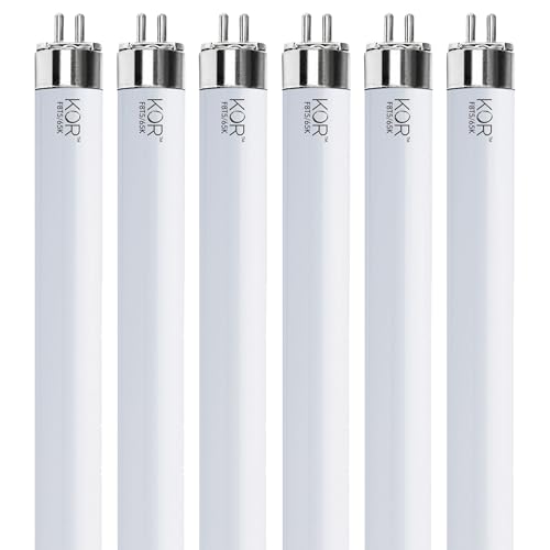 KOR F8T5 Fluorescent Tube Light Bulbs 8W 6500K 120V 15000 Hrs 6-Pack