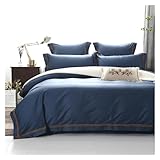 Luxuriöser Bettbezug Aus Ägyptischer Baumwolle, Spannbettlaken, Hochwertiges, Superweiches Bettwäscheset, Queen-Size-King-Size, 4-Teilig, Ganzjahres-Bettdecke, Blaues Spannbettlaken_Queen 4-Teilig