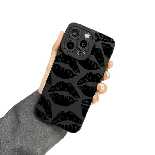 Coque iPhone 17 silicone souple Lips Kiss noir antichoc