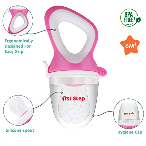 Image of 1st Step BPA Free Silicone Fruit and Food Nibbler and Feeder (Pink)