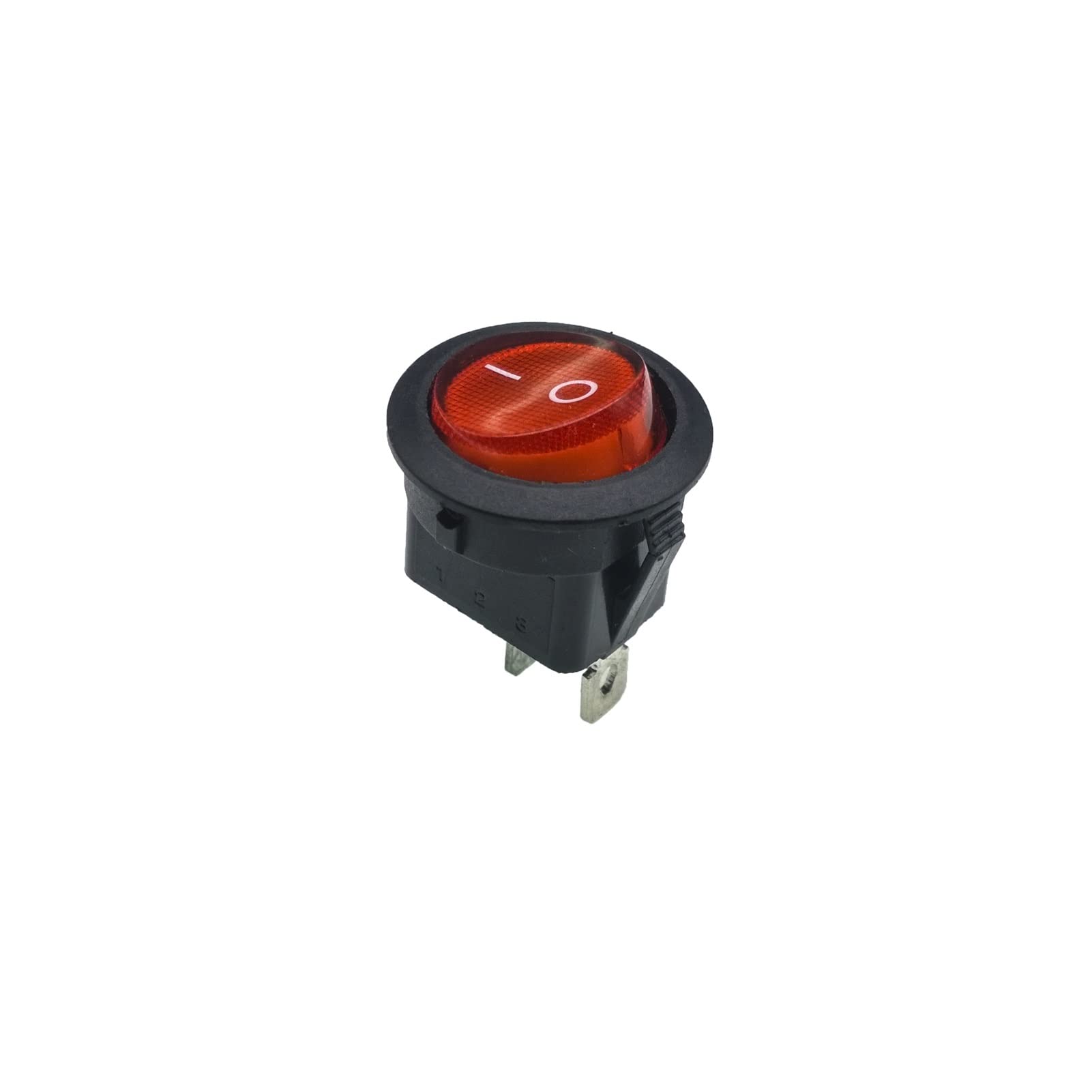 SaDity Interruttore a bilanciere 20 pz/Lotto KCD1-102 Rotondo 23mm Pulsante SPST 2PIN Snap-in ON/off Posizione Snap Barca Interruttore a bilanciere 6A/250 V Rame (Size : 50 Piece)