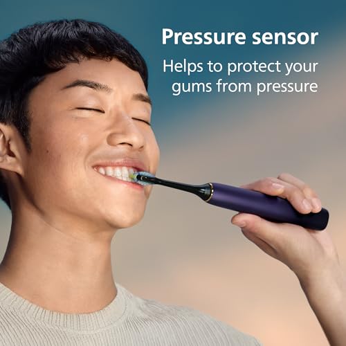 Image of PHILIPS Sonicare DiamondClean 9000 Electric Toothbrush, Amethyst | 1000% More Plaque Removal, Visual Pressure Sensor, 12 Brush Settings, 14-Day Battery, App Connected, Travel Case, HX9911 /91