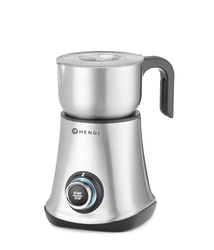 HENDI Mousseur à Lait Électrique, Barista, Multifonctionnel, Pour Mousser 300 ml, Pour Chauffer 600 ml, Convient aux Laits Végétaliens, 500W, Acier Inoxydable
