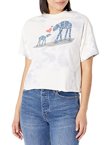 Image of STAR WARS Women's ATAT Love Fast Fashion Short Sleeve Tee Shirt T, White/Blue, M