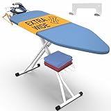 Xabitat Tabla de planchar de tamaño completo de 57 x 18 pulgadas con colgador de montaje en pared, tela resistente