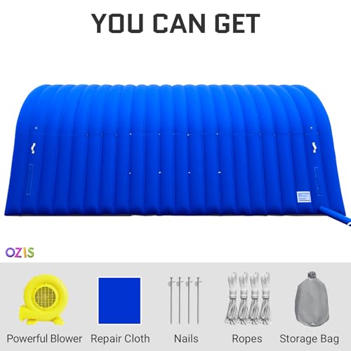 Image of OZIS 24FT Inflatable Tunnel Sports Entrance with Installed Blower Inflatable Tunnel Tent for Business Advertising Event Exhibition Promotion,Street,Shop,Supermarket,School(Blue, 24x10x10Ft)