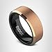Ridge Beveled Ring Set 8mm - 18K Rose Gold - Tungsten - 14