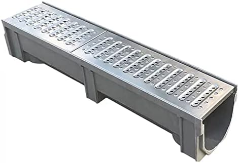 1m Long Driveway Drainage Channel System - Concrete Trench Drains for Garden, Patio & Deck - Stainless Steel Grating Gutter Guards for Efficient Water Flow