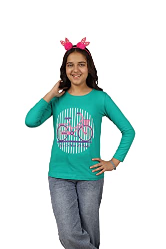 Image of KYDA KIDS 100% Cotton Girls Full Sleeve Printed T-Shirt,Regular fit Round Neck Tops (Pack of 3)