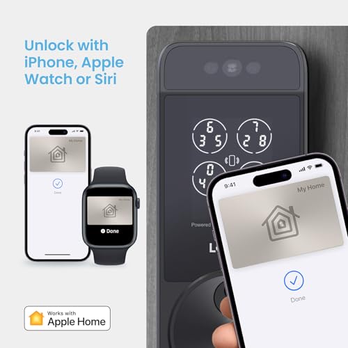 Image of Lockly Visage Zeno Series Smart Lock, Facial Recognition & Fingerprint Keyless Entry Door Lock, Built-in Wi-Fi Deadbolt with Apple Home Key, PIN Genie Keypad, App Remote Control (Matte Black)