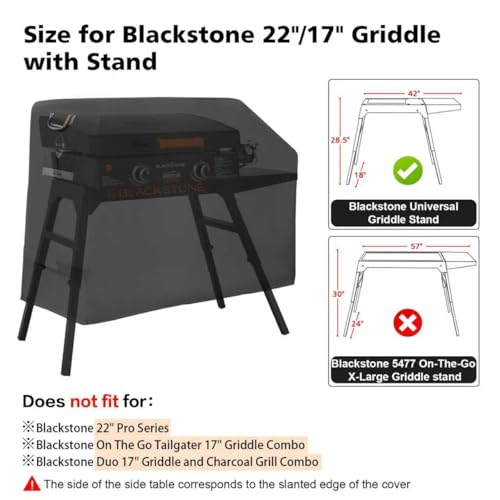 Image of PasWith Griddle Cover for Blackstone 22 inch with Hood & Stand[Upgraded-Encrypted 900D Fabric] Waterproof UV & Fade Resistant Griddle Cover for Blackstone 17 and 22 inch Grill with Straps & Air Vents