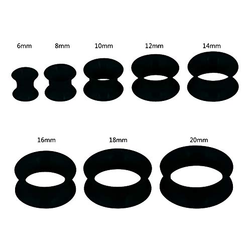 Oyaface 2 Pc Black Soft Silicone Flexible Ear Skin Tunnels Plugs Expanders Gauges Hollow Body Piercing (Black 9/16"(14Mm)) #TOP4