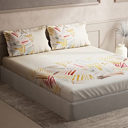 Image of DDECOR - Stock 100% Cotton Double Bedsheet with 2 Pillow Covers, King Size, Brown