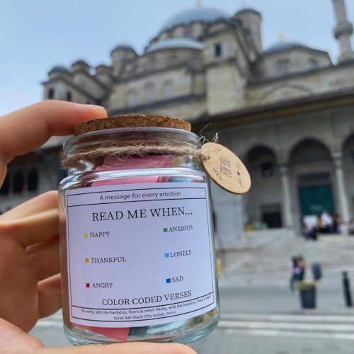 Quran Verse Jar, Spiritual Comfort Read For Emotions and Feelings, Islamic Gifts for Women Men Mom Dad Friend, Ramadan, Eid Gift,Quran Affirmation verses, Hope & Prayer Jar