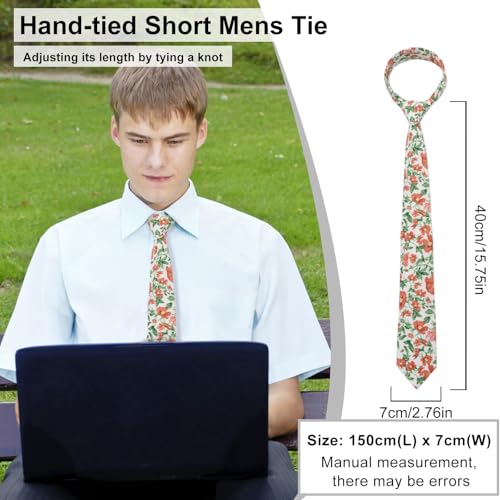 Image of Luckyvestir Mens Ties, Sage /Dusty Blue /Pink Floral Ties for Men, 2.76 inch Cotton Flower Necktie for Wedding /Groomsmen /Party