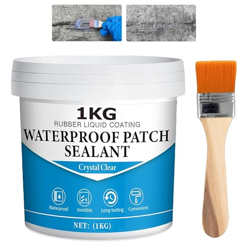 Image of Belanto 1Kg Transparent Waterproofing Glue with Brush for Roof Leakage,Crack Seal Water Leakage Solution Indoor Outdoor, Waterproof Adhesive Sealant for Bathroom Pipe Wall Tile Surface Window (1 KG)