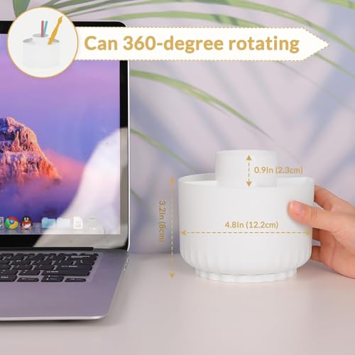 Image of SKYDUE 360 Degree Rotating Desk Organizer, Dual-Purpose Pencil Pen Holder for Desk, Rotating Pencil Cup with Stickers, Office Supplies, Desk Decor for Office, School, Home