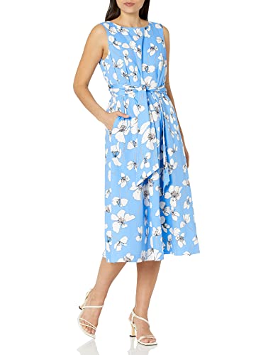 Anne Klein Women's Print Midi Dress with Attached Sash