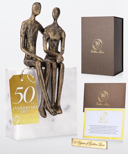 DCAPILLA 50th Wedding Anniversary Couple Gifts - Iron and Marble Sculpture - Gifts for 50th Wedding...