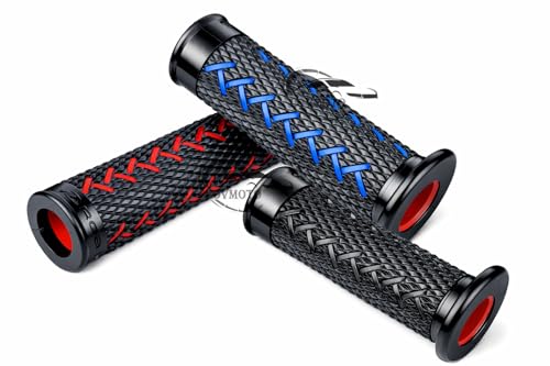 Image of Premium Motorcycle Handlebar Grips with Anti-Slip Rubber Texture & Red Stitching | Universal 22mm Bike Handle Grip | Comfortable, Vibration Resistant & Stylish Design