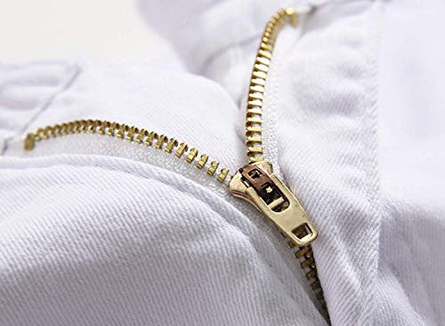 Calça jeans rasgada skinny com ajuste slim e zíper da Majirako, Branco, 14 Slim