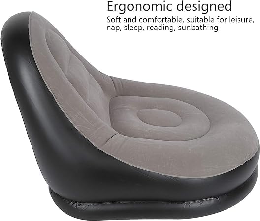 HELOROS Inflatable Lounge Chair for Adults| Flocking Air Sofa with Standard Ottoman Foot Mat| Lounge Air Lazy Sofa Set| Sofa Chair Relaxation and Style Combined| Comfort for Travel, Camping 4