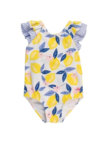 Image of RuffleButts Girls UPF50+ Sun Protection Ruffle V-Back One Piece Swimsuit