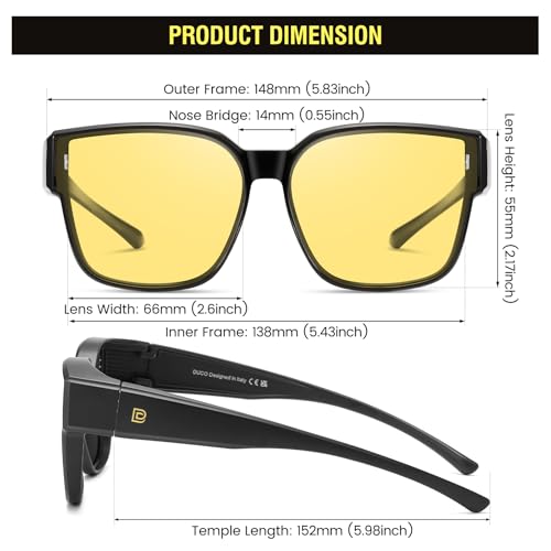 Image of DUCO Fit Over Sunglasses for Men Women Wear Over Glasses Retro Wrap Around Polarized Sun Glasses UV400 Protection DC8981
