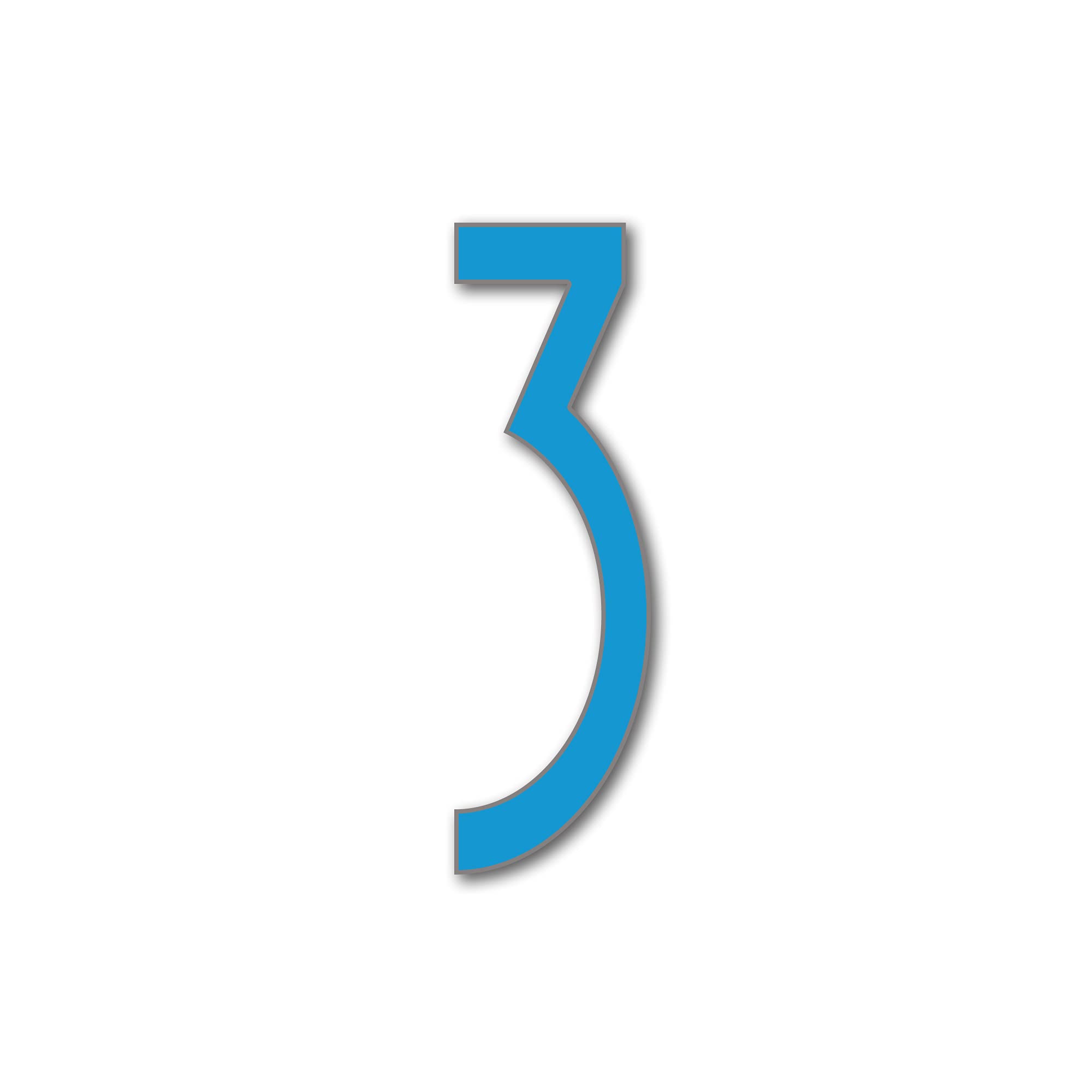 House Number 3 AVENIDA Door Numbers in 3 Sizes (15, 20, 25cm / 5.9, 7.8, 9.8in) Modern Floating House Number Acrylic incl. Fixings, Colour:Light Blue, Size:25cm / 9.8'' / 250mm — image 1