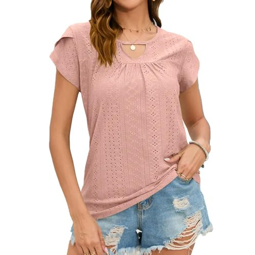 T Shirt Femme Tendance Mode d'Été TEidea col V pullover ajouré chic