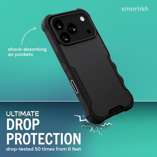Image of Smartish iPhone 17 Pro MagSafe Case + Screen Protector - Magnetic Protective Case - Heavy Duty Armor Cover + 2-Pack Tempered Glass Screen Protectors for Apple iPhone 17 Pro - Black Tie Affair