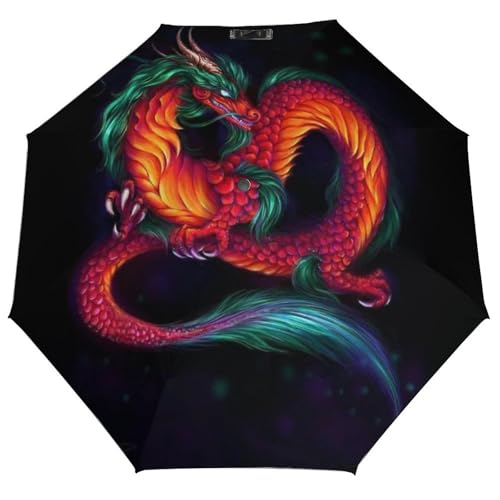 Image of Dyscalibro Folding Umbrella, Chinese Dragon Umbrella, Travel Umbrella for Windproof, Rainproof