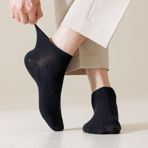 5 Pairs of Men's Ankle Socks, Thin Breathable Cotton Socks, Solid Color Casual Socks, Business Socks2