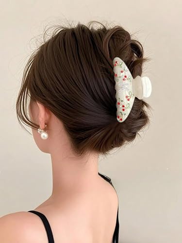 Image of LILIE&WHITE Christmas Gift Acrylic Cherry Letter Hair Clips For Women With RhinestonesInitial Hair Claws For Thick Hairs Trendy Monogram Large Clips Fashion Big Claw Clip Jewelry Gift Alphabet K
