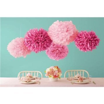 Orino8482; Pom Poms - 5pcs 2 Sizes Tissue Paper Flowers, Tissue Paper Pom Poms, Wedding Decor, Party Decor, Pom Pom Flowers, Tissue Paper, Tissue Paper Flowers Kit, Pom Poms Craft, Wedding